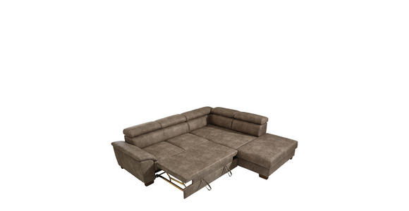 WOHNLANDSCHAFT in Textil Taupe - Taupe/Wengefarben, MODERN, Holz/Textil (263/229cm) - Hom`in