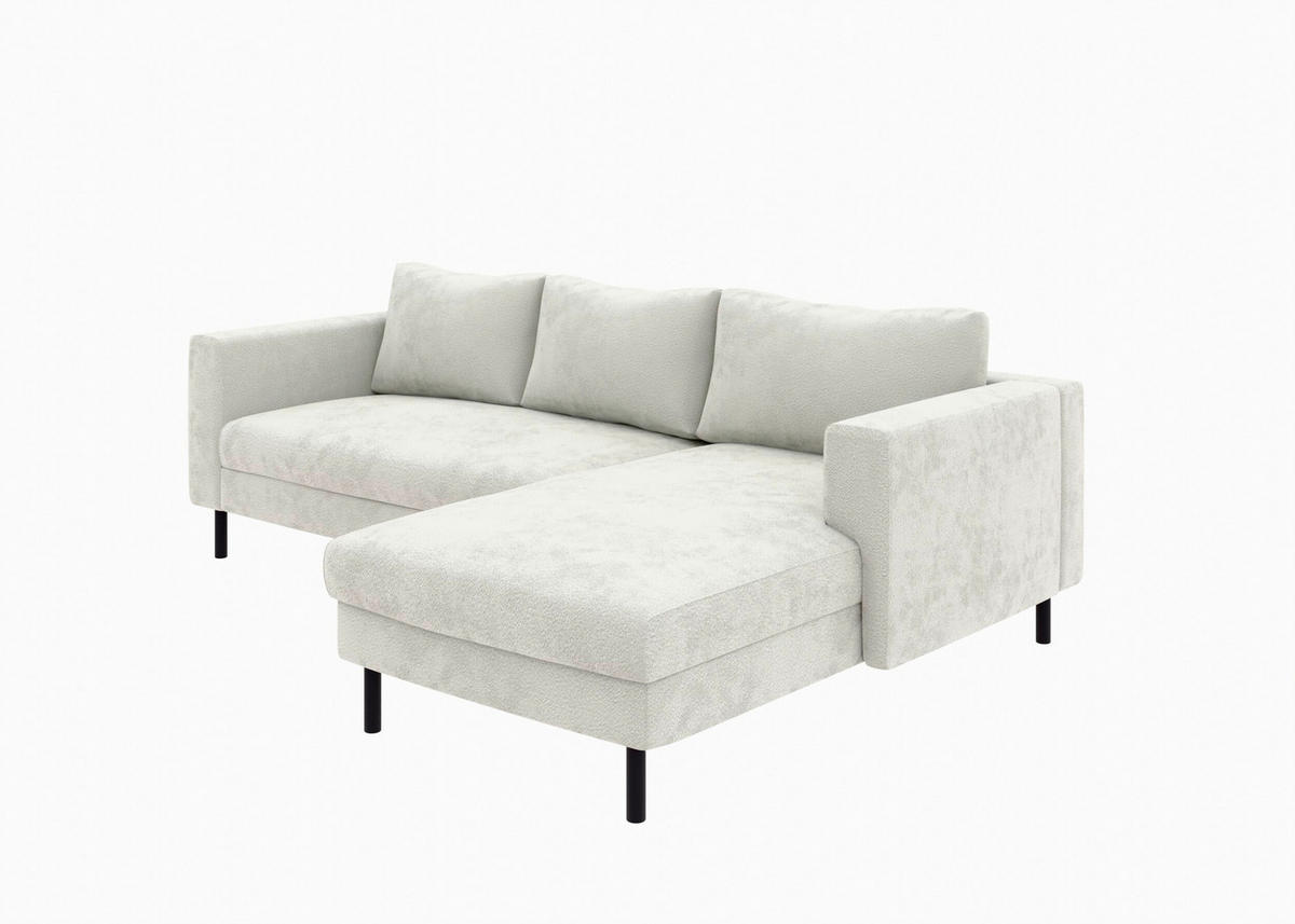ECKSCHLAFSOFA  in Struktur Weiß  - Schwarz/Weiß, MODERN, Textil/Metall (232/161cm) - Trendmanufaktur