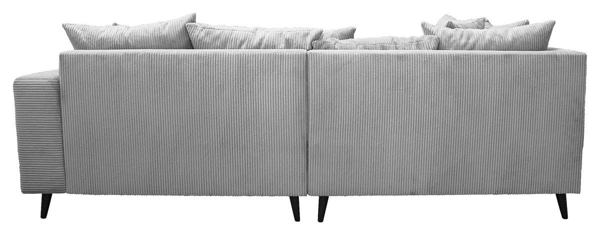 Ecksofa inkl. Hocker in Cord Hellgrau  - Hellgrau/Schwarz, Design, Holz/Textil (174/247cm) - MID.YOU
