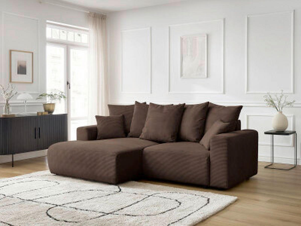 ECKSOFA Ottomane links  ATILLA Taupe Cord  - Taupe/Schwarz, MODERN, Kunststoff/Textil (149/244cm)