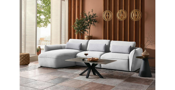 ECKSOFA  in Chenille Weiß  190/340 cm  - Greige/Schwarz, Design, Kunststoff/Textil (190/340cm) - Belluti