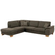 ECKSOFA in Mikrofaser Fango  - Wildeiche/Fango, KONVENTIONELL, Holz/Textil (236/286cm) - Voleo