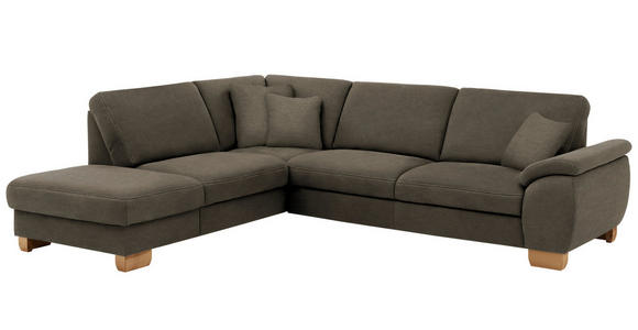 ECKSOFA in Mikrofaser Fango  - Wildeiche/Fango, KONVENTIONELL, Holz/Textil (236/286cm) - Voleo