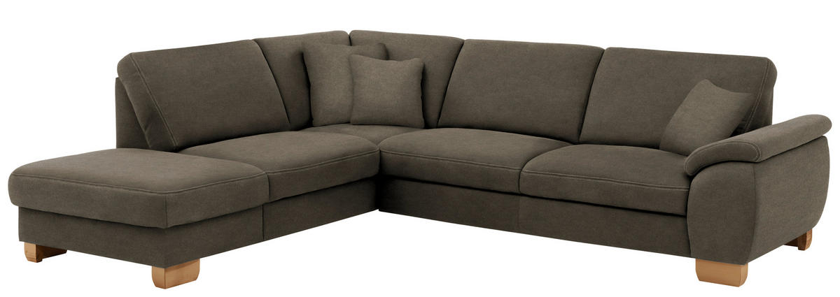 ECKSOFA in Mikrofaser Fango  - Wildeiche/Fango, Konventionell, Holz/Textil (236/286cm) - Voleo