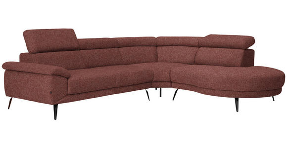 ECKSOFA in Velours Weinrot  - Weinrot/Schwarz, Design, Textil/Metall (299/264cm) - Novel