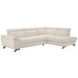 ECKSOFA in Bouclé Creme  287/212 cm  - Eichefarben/Creme, MODERN, Holz/Textil (287/212cm) - Valnatura