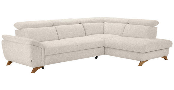 ECKSOFA in Bouclé Creme 287/212 cm - Eichefarben/Creme, MODERN, Holz/Textil (287/212cm) - Valnatura