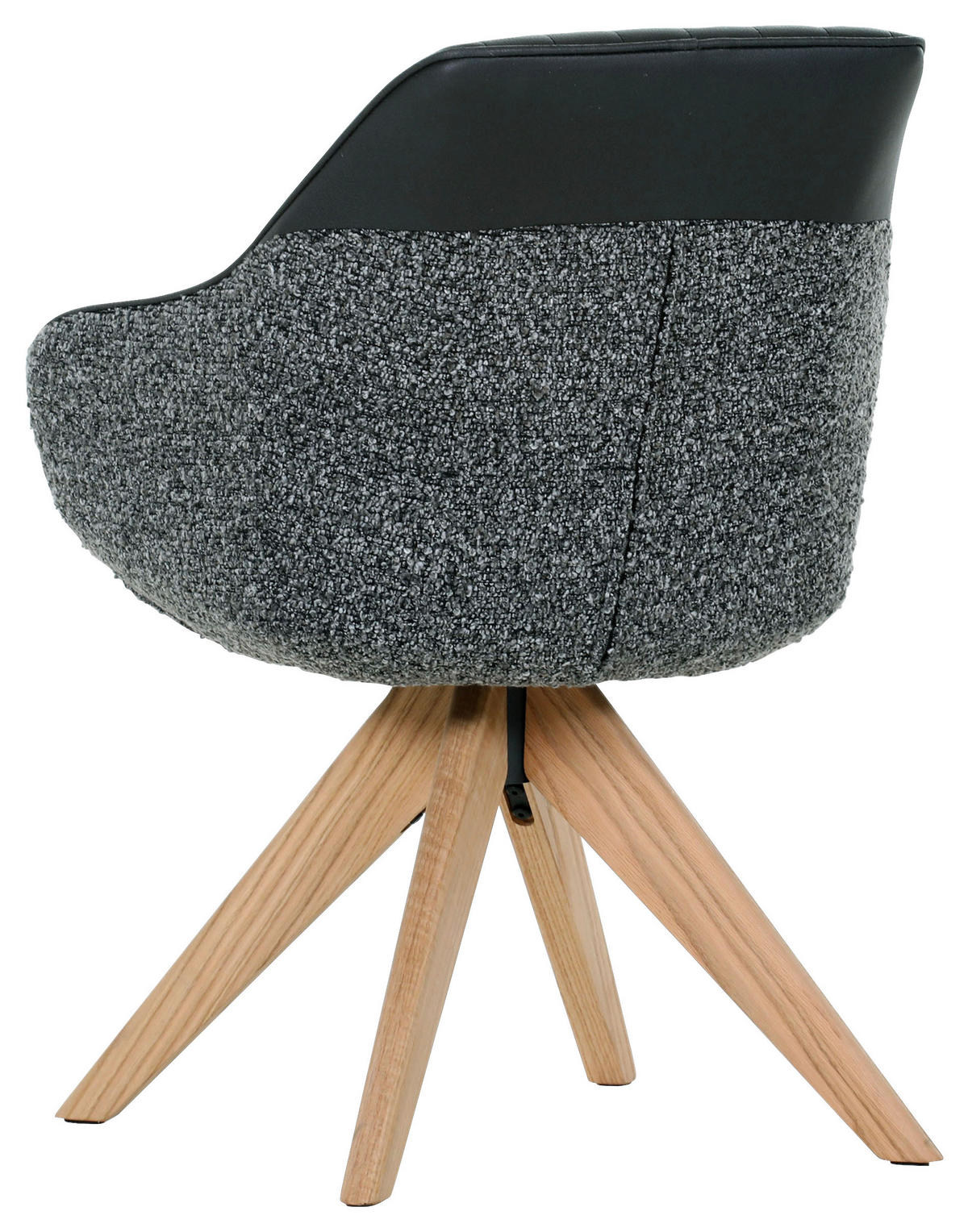 STOLIČKA S PODRÚČKAMI, ženilka, vzhľad kože, čierna, farba duba - čierna/farba duba, Konventionell, drevo/textil (60/83/65cm) - home24