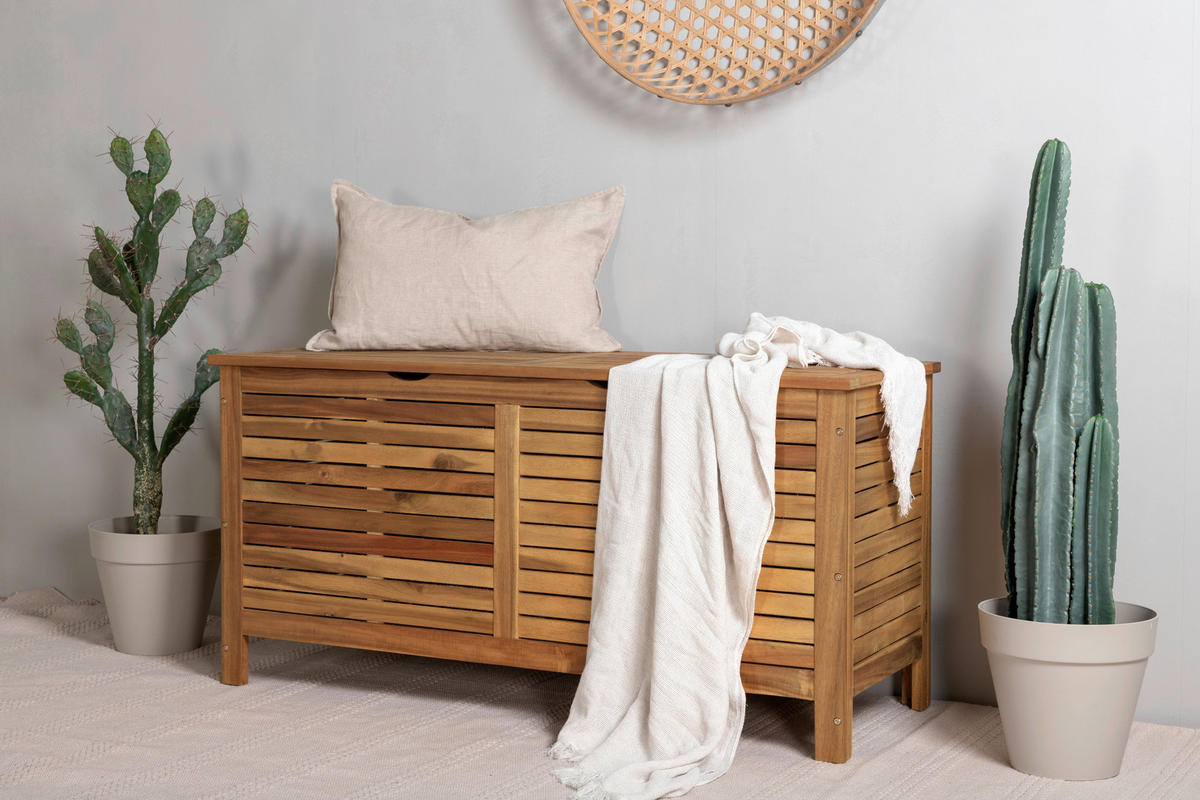KISSENBOX 130/64.5/48 cm  - Akaziefarben, KONVENTIONELL, Holz (130/64.5/48cm) - Gardenson