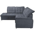 ECKSOFA Anthrazit Chenille  inkl. Bettkasten, Schlaffunktion, Rücken echt, Kopfteilverstellung, Liegefläche im Originalstoff  - Chromfarben/Anthrazit, KONVENTIONELL, Kunststoff/Textil (205/260cm) - Carryhome