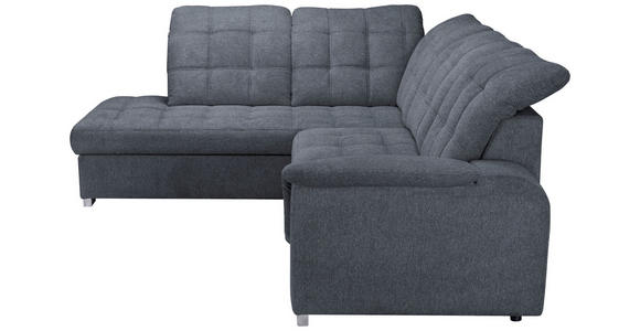 ECKSOFA Anthrazit Chenille  inkl. Bettkasten, Schlaffunktion, Rücken echt, Kopfteilverstellung, Liegefläche im Originalstoff  - Chromfarben/Anthrazit, KONVENTIONELL, Kunststoff/Textil (205/260cm) - Carryhome