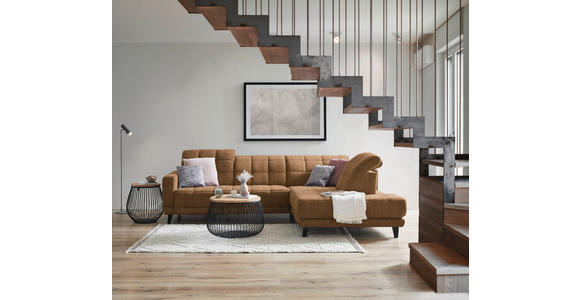 ECKSOFA in Webstoff Braun  302/216 cm  - Schwarz/Braun, Design, Holz/Textil (302/216cm) - Xora