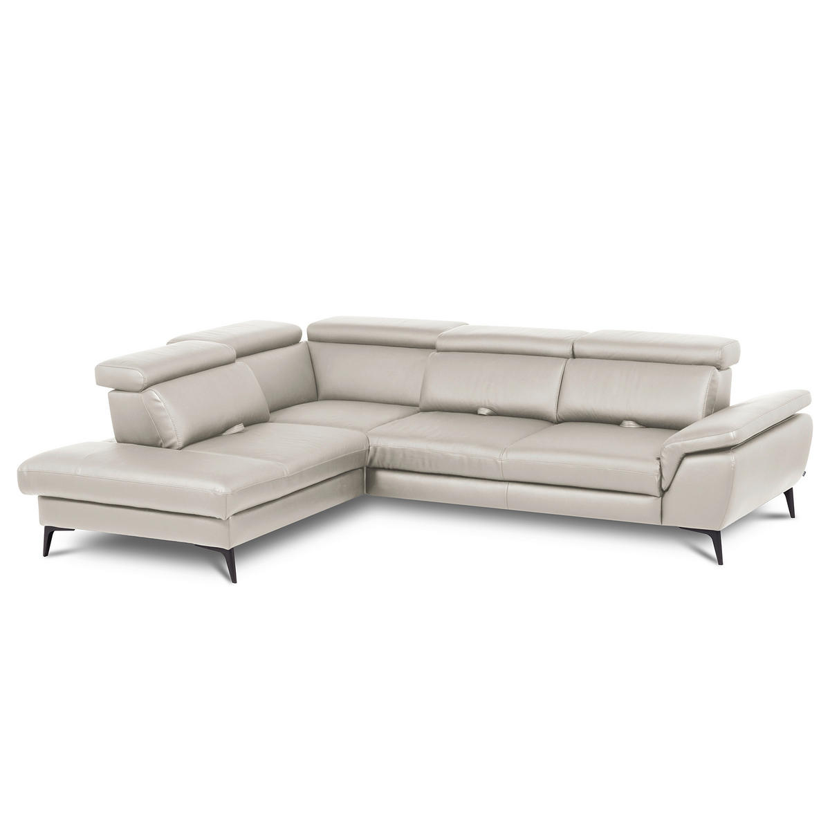 ECKSOFA  in Lederlook Echtleder Platinfarben  220/274 cm  - Platinfarben/Schwarz, Design, Leder/Textil (220/274cm) - Livetastic