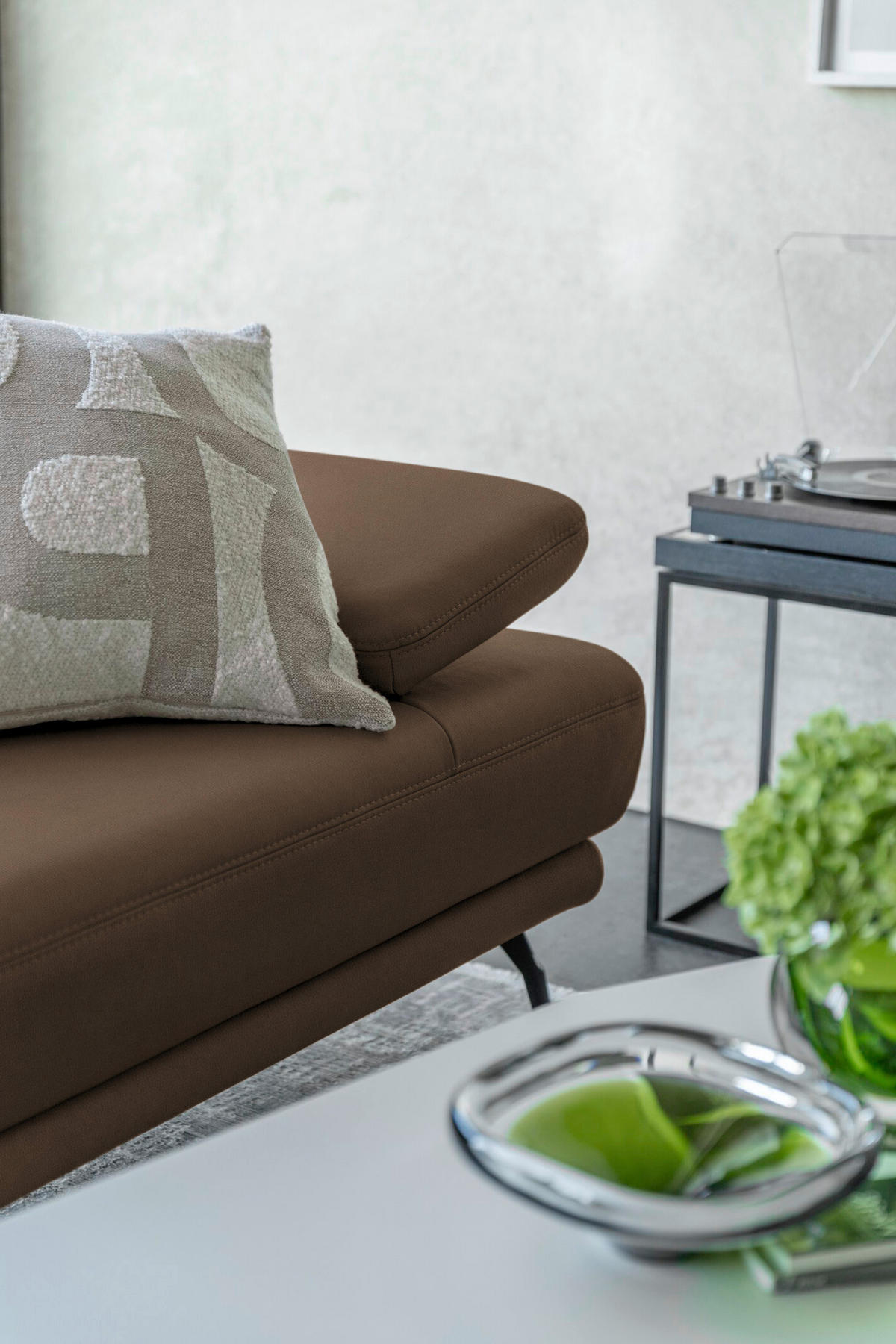 ECKSOFA Echtleder Braun  - Schwarz/Braun, Konventionell, Leder/Metall (301/180cm) - Joop!