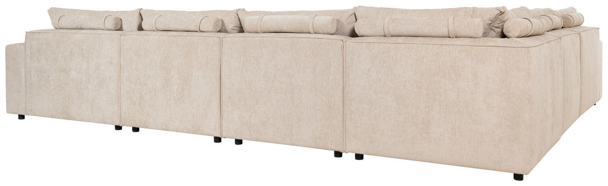 SOFFA i flatväv beige  - beige/svart, Klassisk, metall/trä (408/86/318cm) - Novel