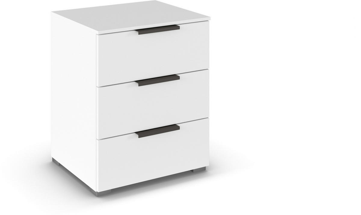 NACHTTISCH 50/61/42 cm  in Weiss  - Weiss/Silberfarben, Trend, Holzwerkstoff/Metall (50/61/42cm) - Novel