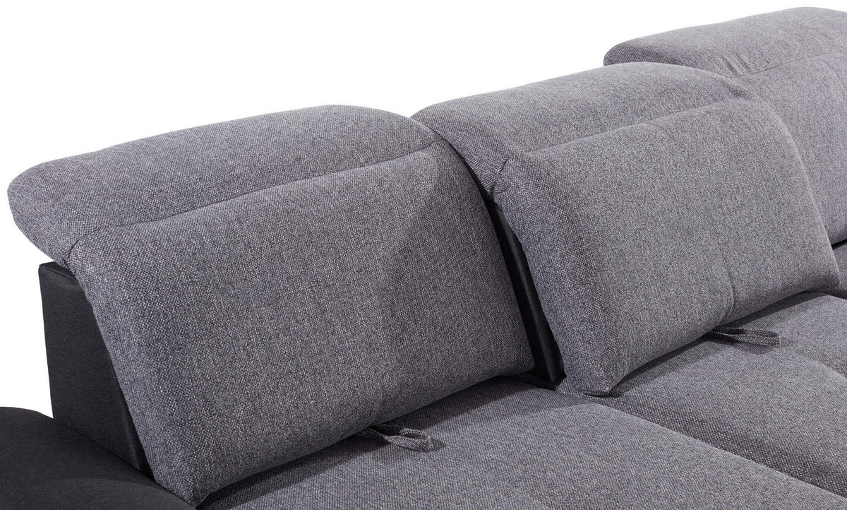 ECKSOFA in Webstoff Graphitfarben, Grau  - Silberfarben/Graphitfarben, Konventionell, Holz/Textil (286/203cm) - Livetastic