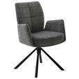 ARMLEHNSTUHL  , Stoffauswahl, Typenauswahl, Sitzfläche 360° drehbar, Gestellauswahl  , Flachgewebe  ,  - Anthrazit/Schwarz, Design, Textil/Metall (60/87/61cm) - Novel