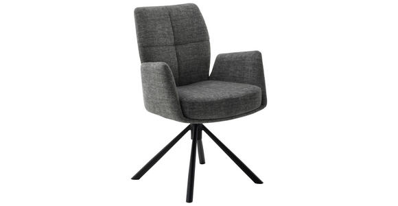 ARMLEHNSTUHL  , Stoffauswahl, Typenauswahl, Sitzfläche 360° drehbar, Gestellauswahl  , Flachgewebe  ,  - Anthrazit/Schwarz, Design, Textil/Metall (60/87/61cm) - Novel