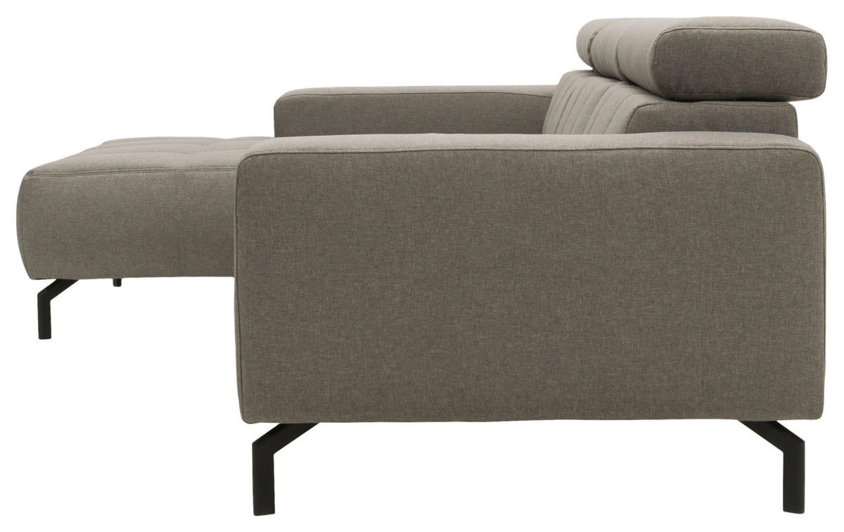 ECKSOFA in Webstoff Silberfarben  175/292 cm  - Silberfarben/Schwarz, Design, Textil/Metall (175/292cm) - MID.YOU