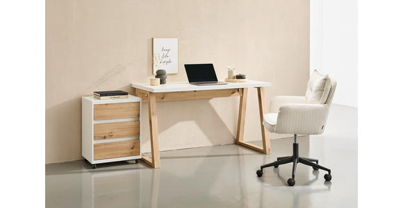 SCHREIBTISCH 135/65/75,2 cm Weiß, Eiche Artisan  - Eiche Artisan/Weiß, KONVENTIONELL, Holzwerkstoff (135/65/75,2cm) - Carryhome