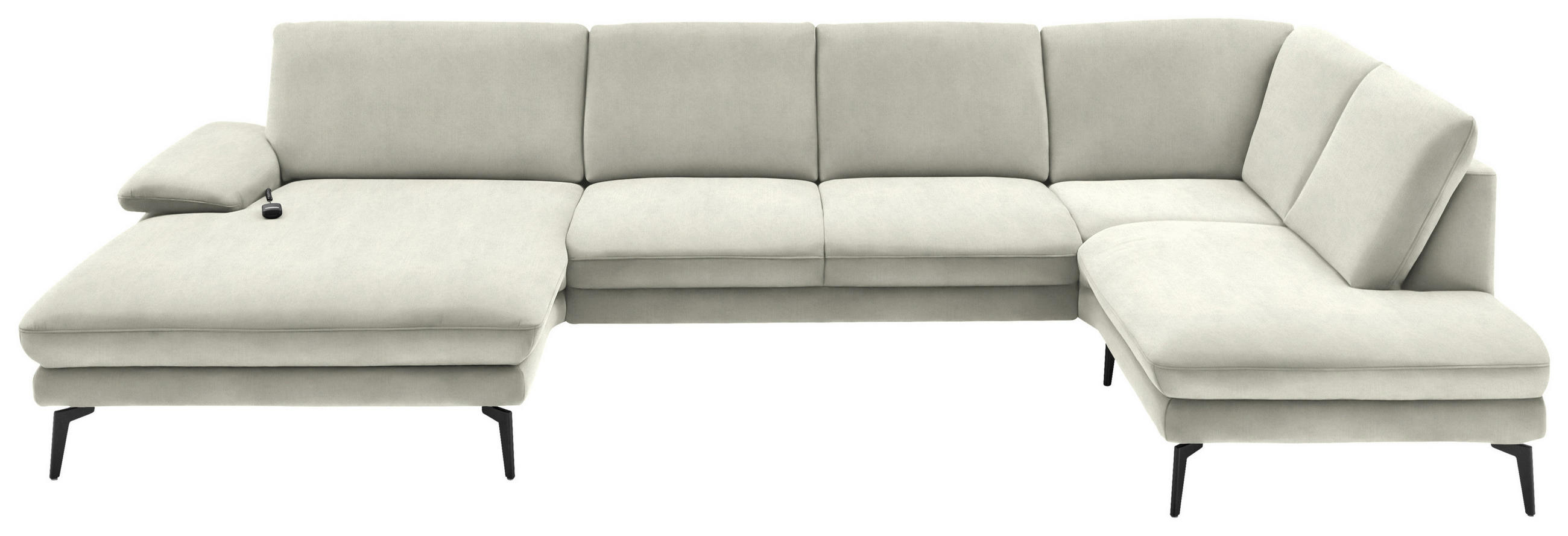WOHNLANDSCHAFT in Velours Ecru  - Ecru/Schwarz, Design, Textil/Metall (180/344/208cm) - Dieter Knoll