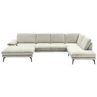 WOHNLANDSCHAFT in Velours Ecru  - Ecru/Schwarz, Design, Textil/Metall (180/344/208cm) - Dieter Knoll
