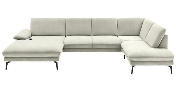 WOHNLANDSCHAFT  in Velours Ecru  - Ecru/Schwarz, Design, Textil/Metall (180/344/208cm) - Dieter Knoll