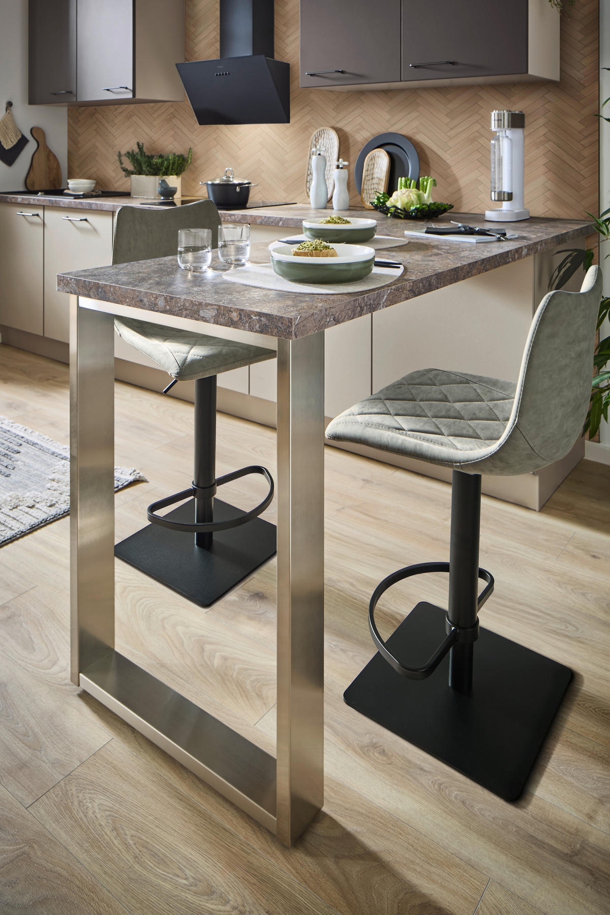 EINBAUKÜCHE 099  - Sandfarben, Design, Holzwerkstoff - Celina