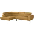ECKSOFA in Chenille Currygelb  205/280 cm  - Currygelb/Schwarz, Design, Textil/Metall (205/280cm) - Xora