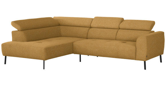 ECKSOFA in Chenille Currygelb 205/280 cm - Currygelb/Schwarz, Design, Textil/Metall (205/280cm) - Xora