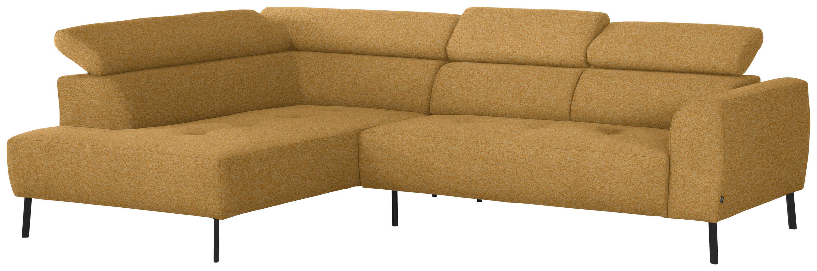 ECKSOFA in Chenille Currygelb  205/280 cm  - Currygelb/Schwarz, Design, Textil/Metall (205/280cm) - Xora