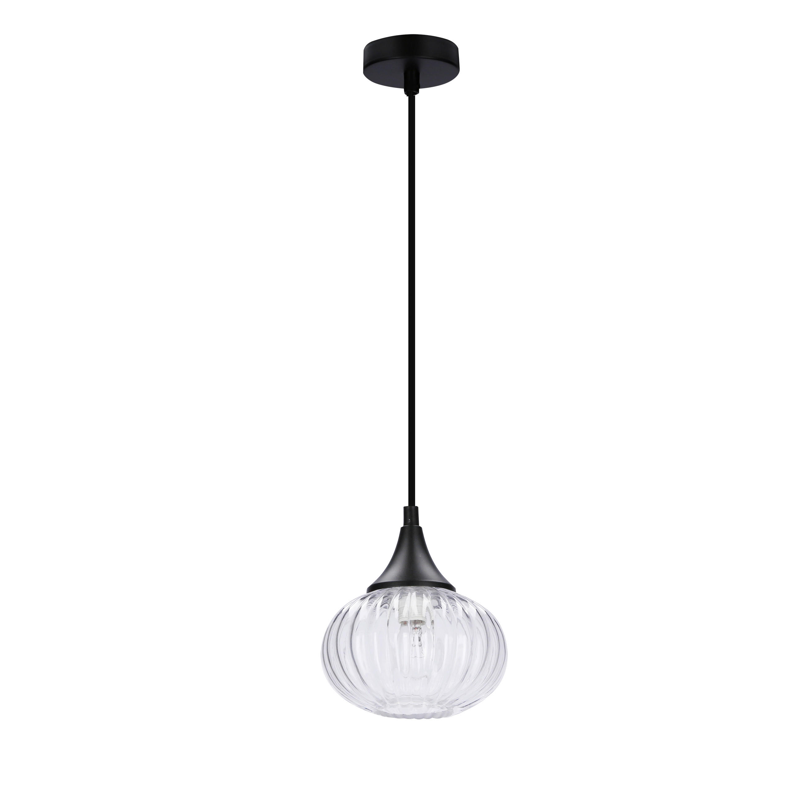 PENDELLEUCHTE 14.5/14.5/90 cm  - Schwarz, KONVENTIONELL, Glas/Metall (14.5/14.5/90cm)
