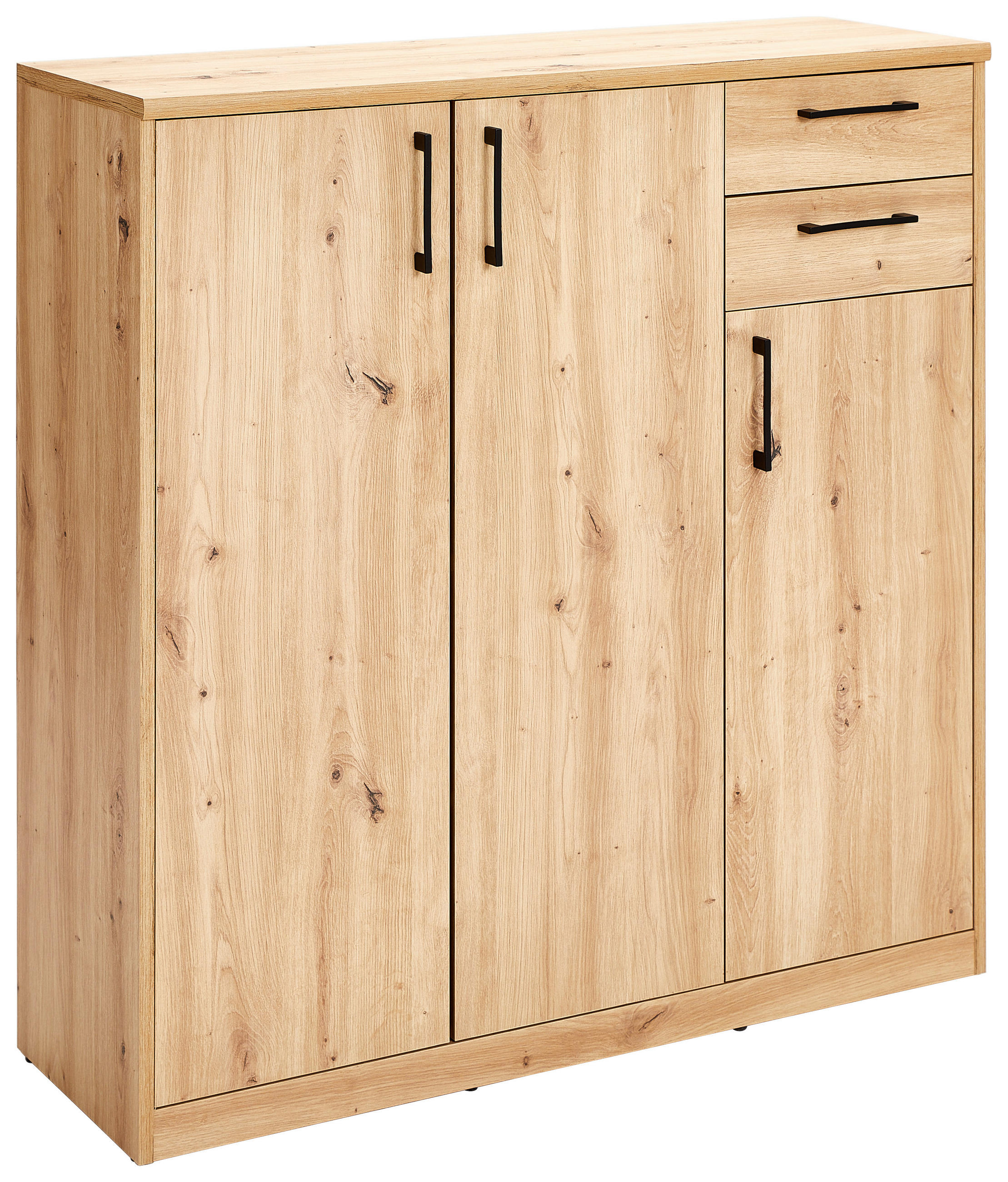 KOMODA, dub artisan, 106/110/36 cm - čierna/dub artisan, Basics, kompozitné drevo/plast (106/110/36cm) - Xora