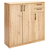 KOMÓD 106/110/36 cm  - fekete/Artisan tölgy, Basics, műanyag/faalapú anyag (106/110/36cm) - Xora