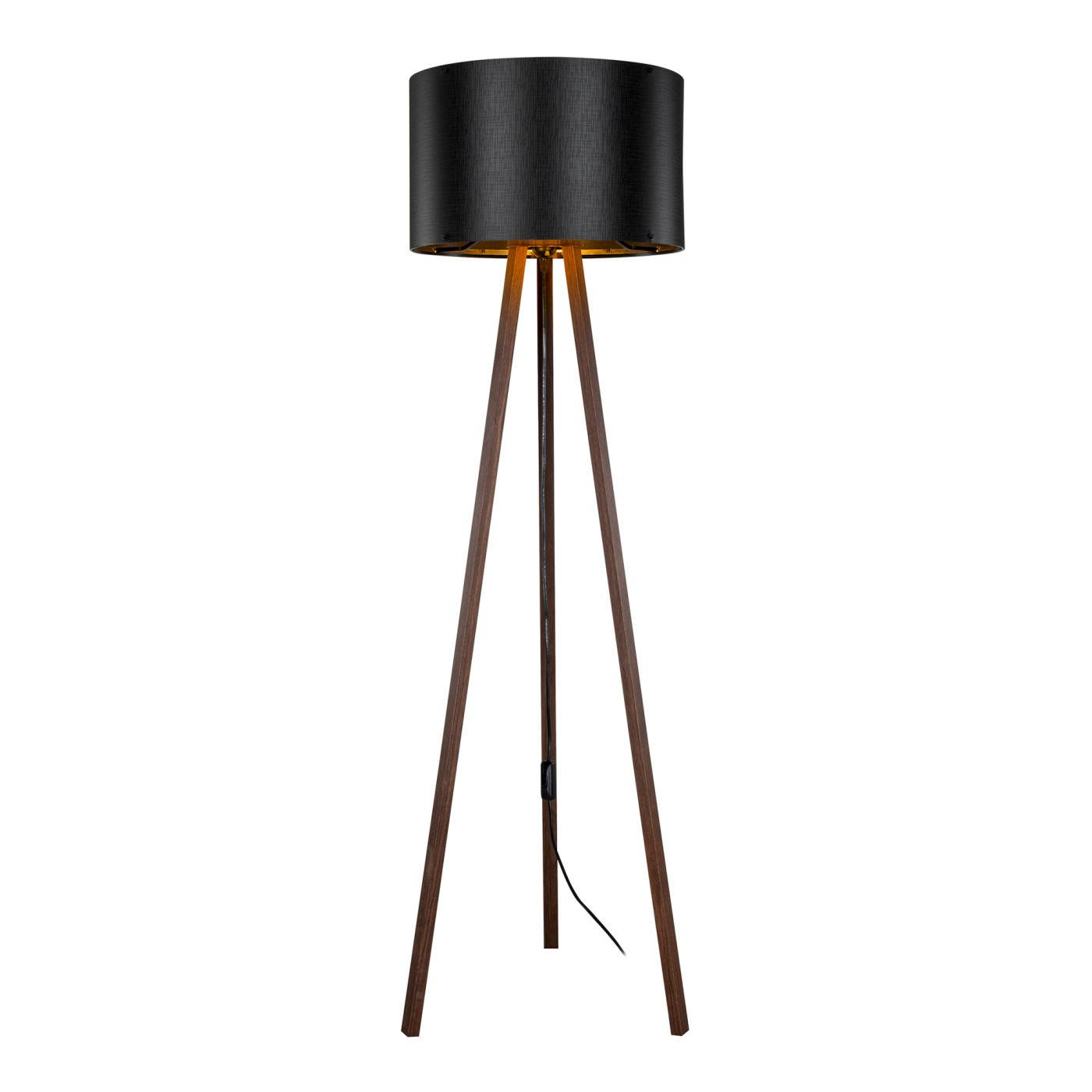 SVJETILJKA PODNA  - boje oraha/crna, Natur, drvo/tekstil (36,5/136cm)