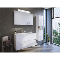 BADEZIMMER 3-teilig  in 100 cm  - Weiß Hochglanz/Weiß, Basics, Keramik/Holzwerkstoff (100cm) - MID.YOU