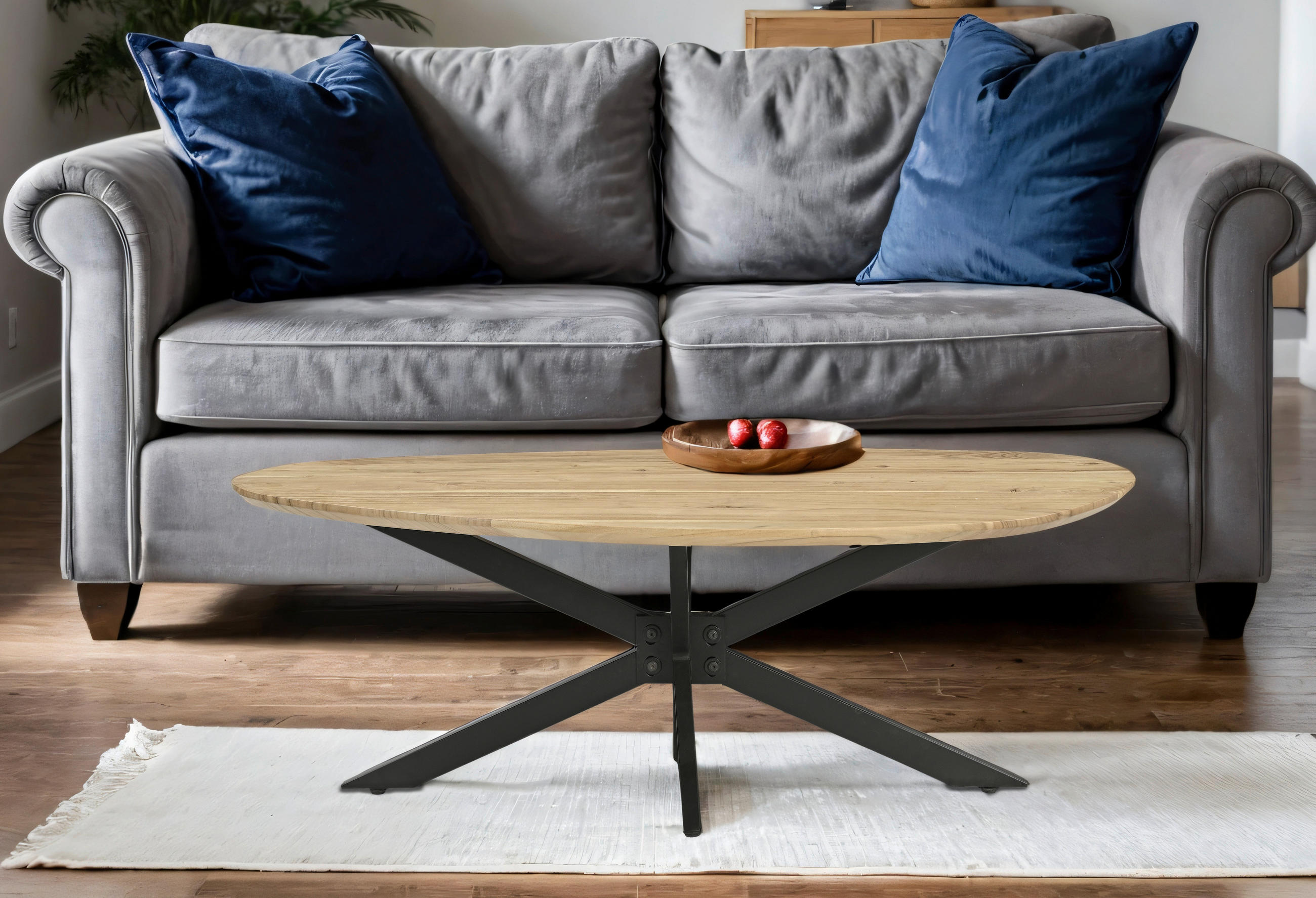 COUCHTISCH Akazie Hartholz 130/60/45 cm organisch Schwarz, Akaziefarben  - Schwarz/Akaziefarben, Design, Holz/Metall (130/60/45cm) - Livetastic