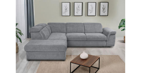 ECKSOFA Grau Flachgewebe  inkl. Bettkasten, Schlaffunktion, Rücken echt, Liegefläche im Originalstoff  - Schwarz/Grau, KONVENTIONELL, Kunststoff/Textil (235/280cm) - Carryhome