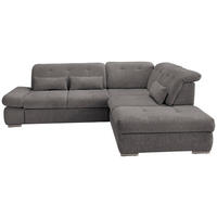 ECKSOFA  Chenille Braun, Grau  - Chromfarben/Braun, Design, Textil/Metall (280/254cm) - MID.YOU