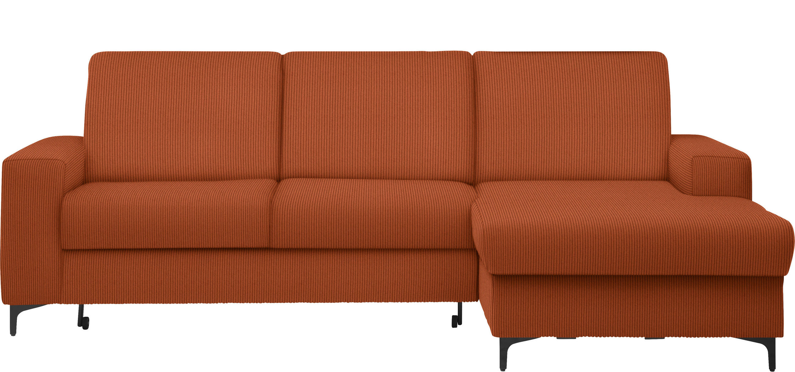 ECKSOFA in Cord Cognac  - Cognac/Schwarz, Konventionell, Textil/Metall (247/167cm) - Stylife