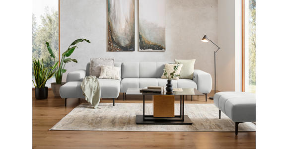 ECKSOFA in Chenille Weiß 167/311 cm - Schwarz/Weiß, Design, Textil/Metall (167/311cm) - Xora