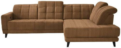 ECKSOFA in Webstoff Braun  - Schwarz/Braun, Design, Holz/Textil (302/216cm) - Xora