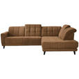 ECKSOFA in Webstoff Braun  - Schwarz/Braun, Design, Holz/Textil (302/216cm) - Xora