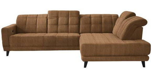 ECKSOFA in Webstoff Braun  - Schwarz/Braun, Design, Holz/Textil (302/216cm) - Xora