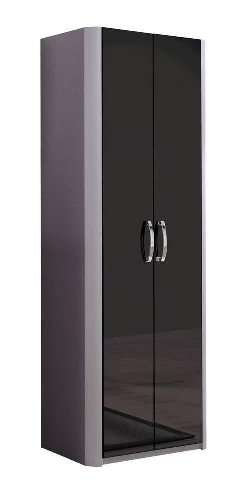 GARDEROBENSCHRANK 66/187/37,5 cm  - Chromfarben/Schwarz, Design, Glas/Holzwerkstoff (66/187/37,5cm) - Moderano