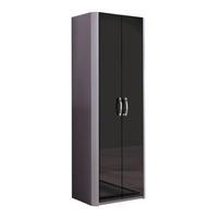 GARDEROBENSCHRANK  in 66/187/37,5 cm  - Chromfarben/Schwarz, Design, Glas/Holzwerkstoff (66/187/37,5cm) - Moderano