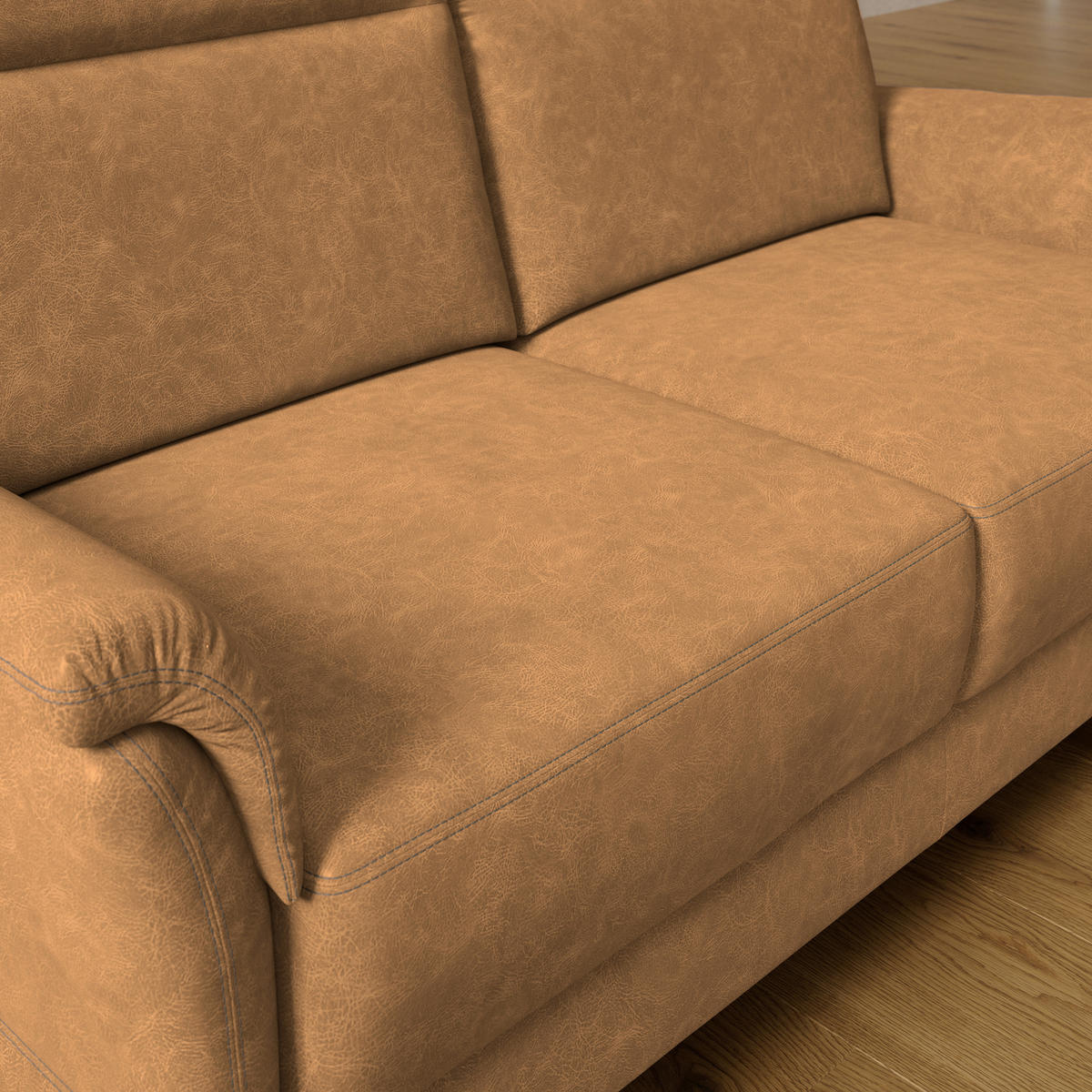 2,5-SITZER Mikrofaser Senfgelb  - Senfgelb/Schwarz, Konventionell, Kunststoff/Textil (170/99/91cm) - Elegando