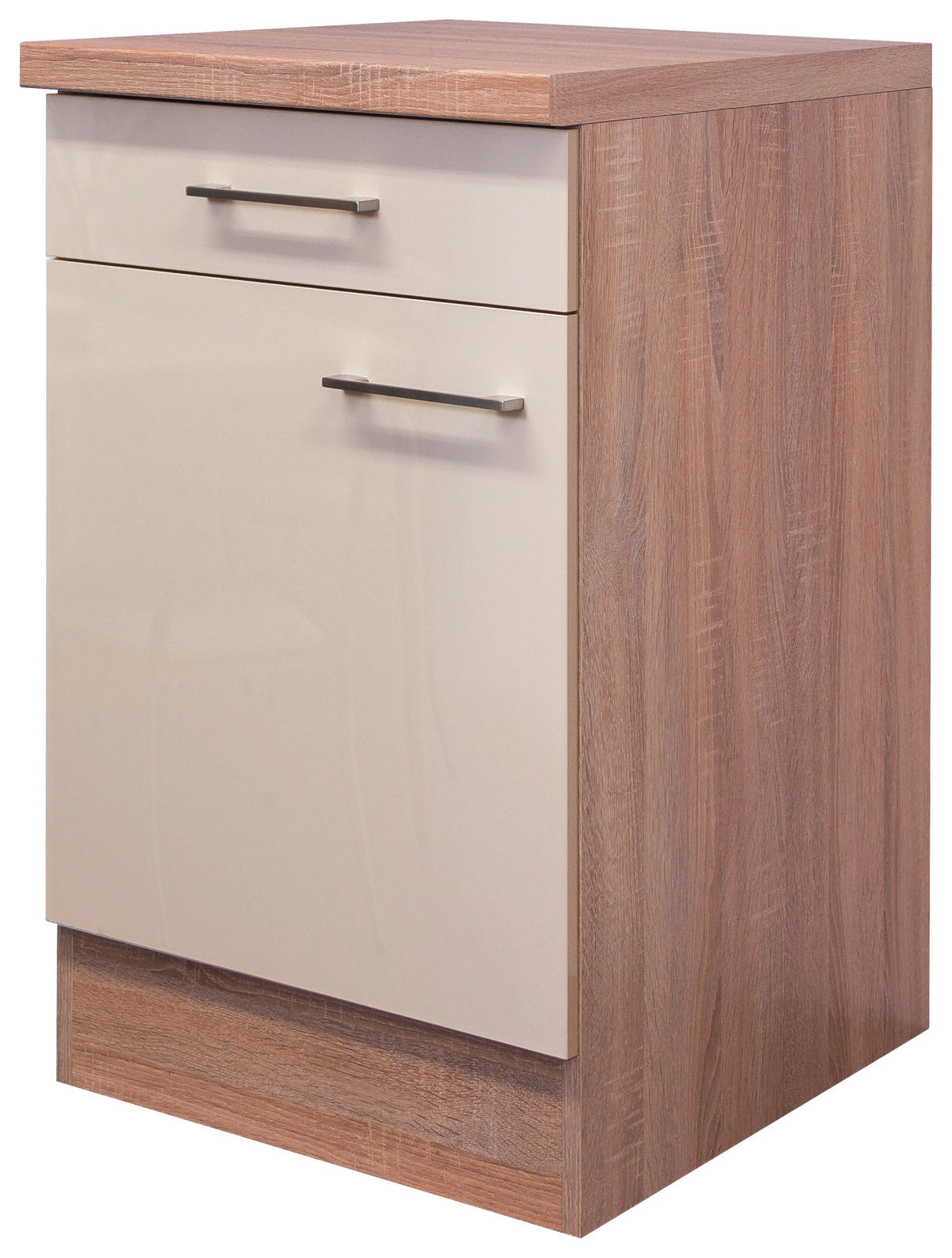 KÜCHENUNTERSCHRANK 50/86/60 cm  in Sonoma Eiche, Kaschmir  - Kaschmir/Edelstahlfarben, MODERN, Holzwerkstoff/Metall (50/86/60cm) - FlexWell