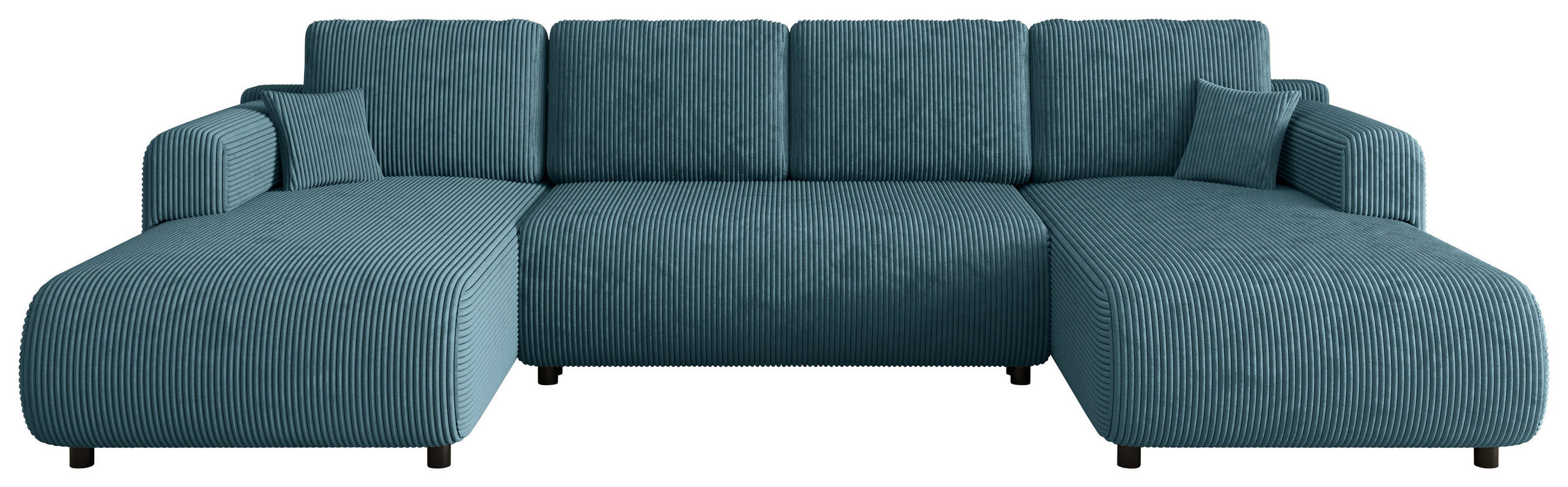 Wohnlandschaft inkl. Funktion Türkis Cord  - Türkis/Schwarz, KONVENTIONELL, Textil (200/360/200cm) - Xora